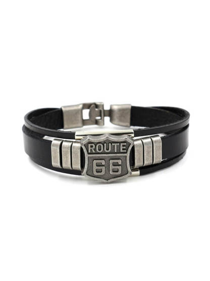 U.S. Route 66 Leather Bracelet