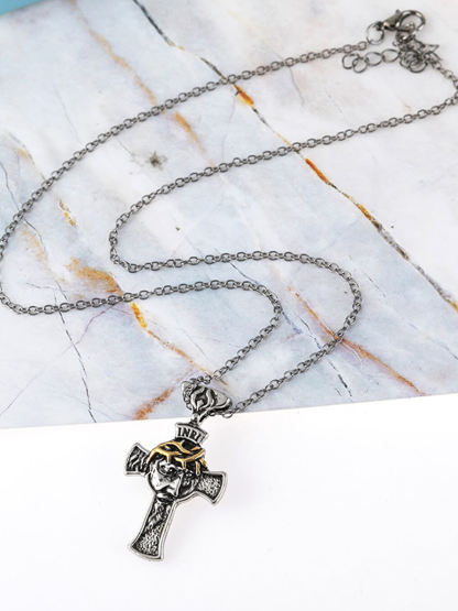 Bicolor Vintage Crown of Thorns Cross Necklace