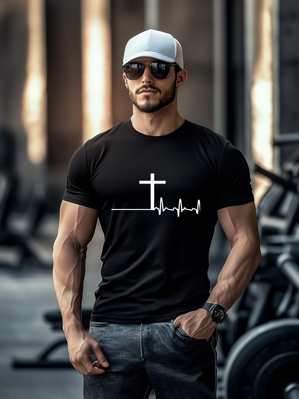 Trendy Heartbeat Polka Dot Cross Tee