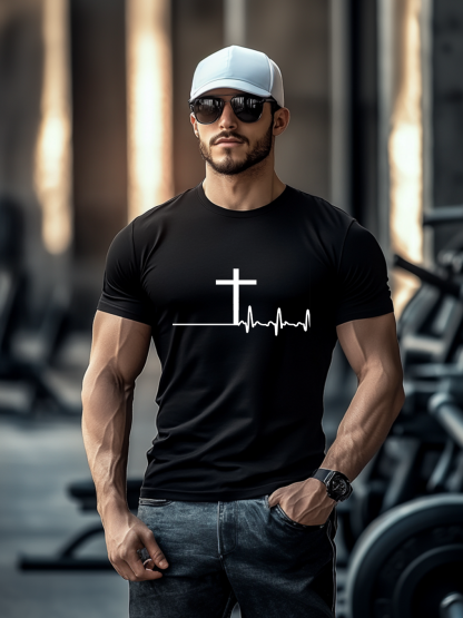 Trendy Heartbeat Polka Dot Cross Tee