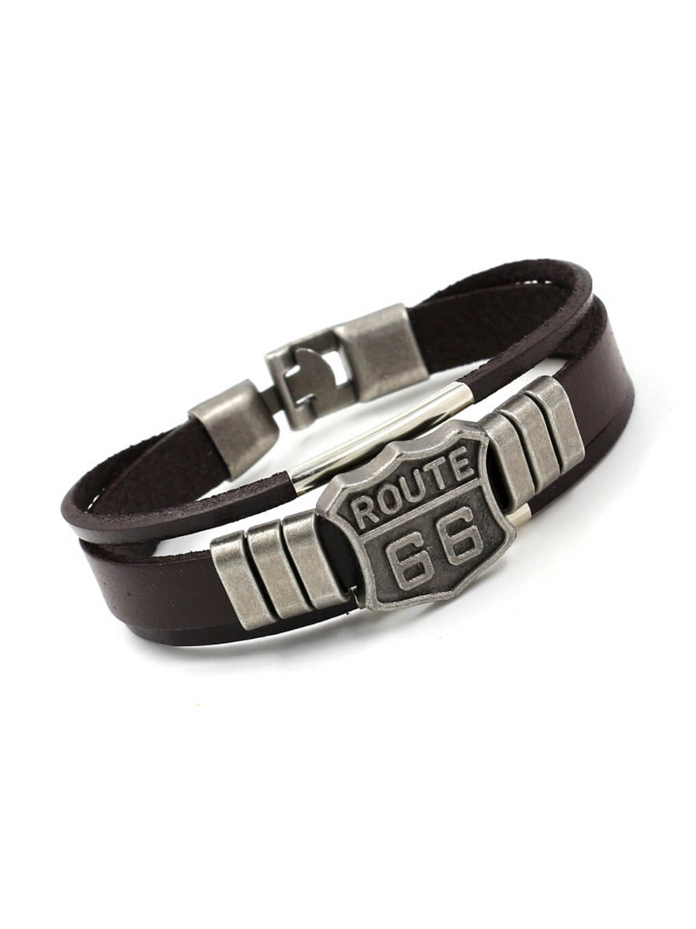 U.S. Route 66 Leather Bracelet