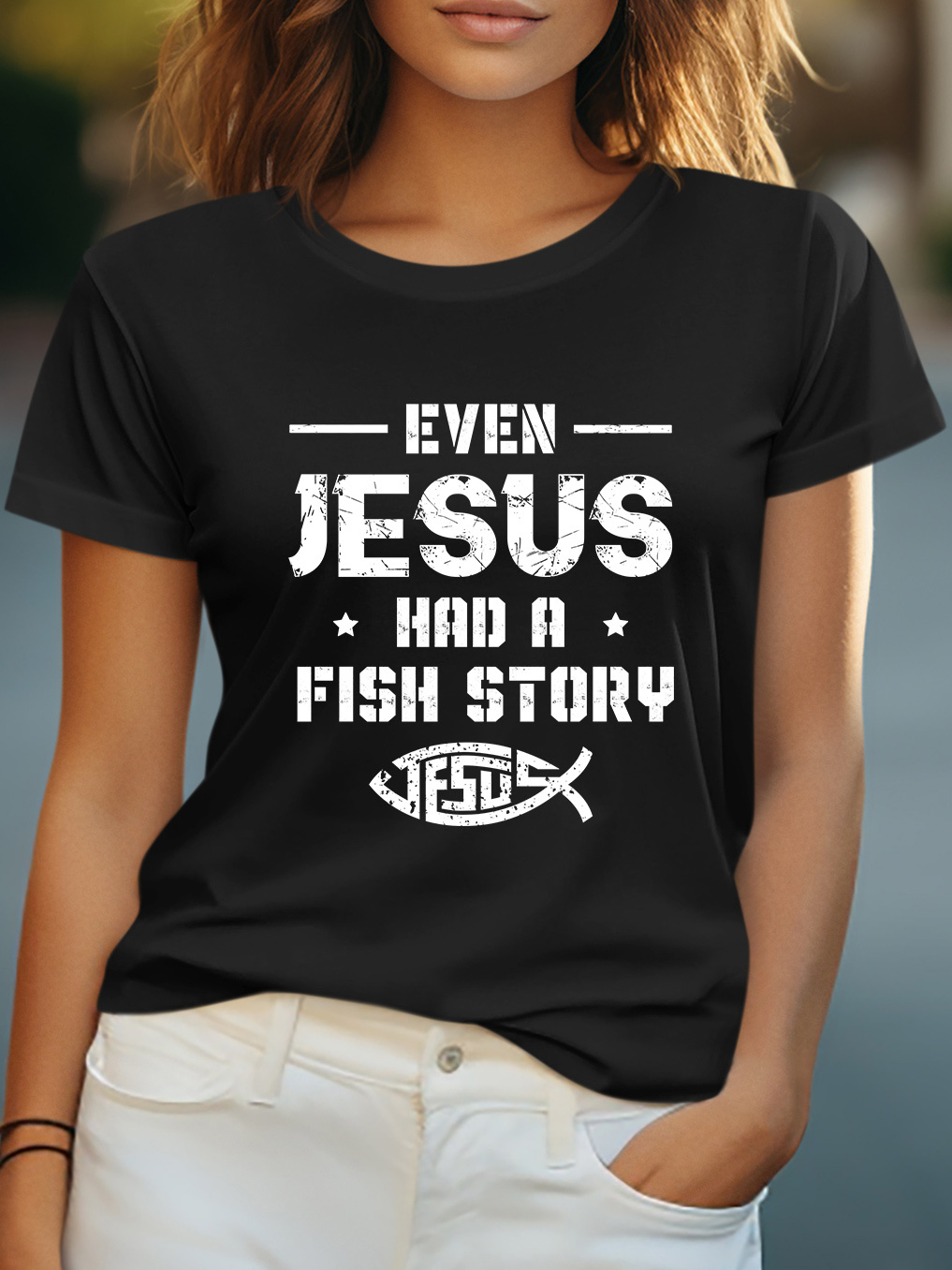 When Life Knocks Me Down Jesus Picks Me Up Women Tee-Faith Design
