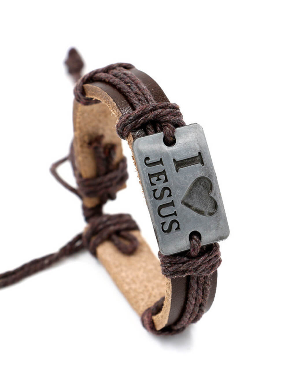 I Love Jesus Leather Bracelet