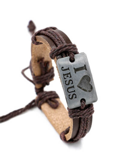 I Love Jesus Leather Bracelet