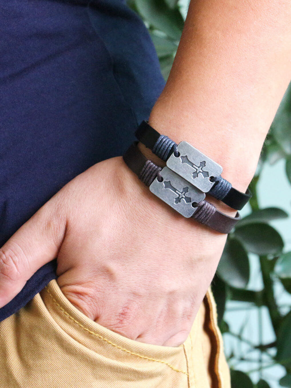 Cross Leather Bracelet