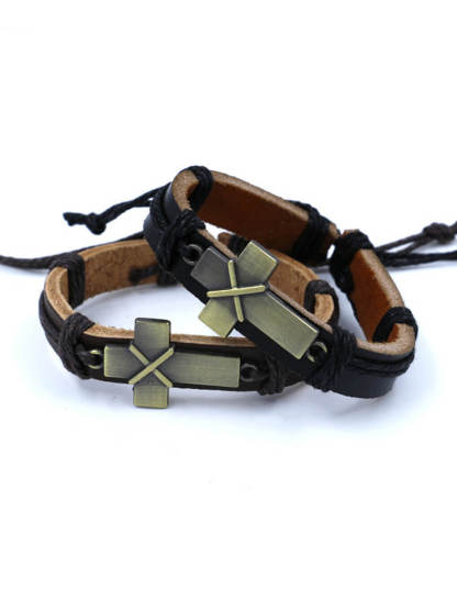 Cross Leather Bracelet