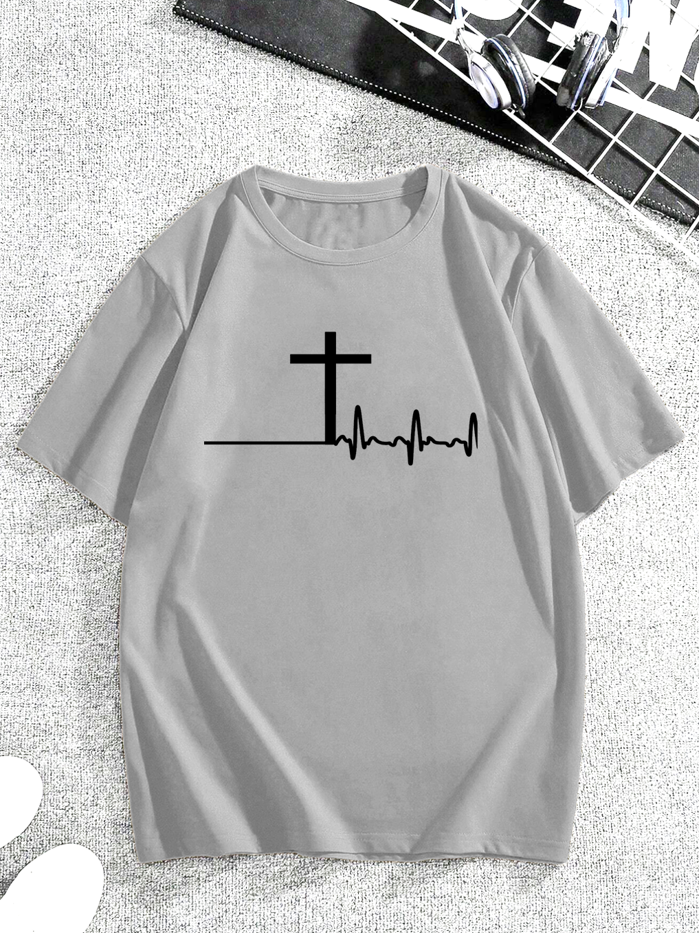 Trendy Heartbeat Polka Dot Cross Tee