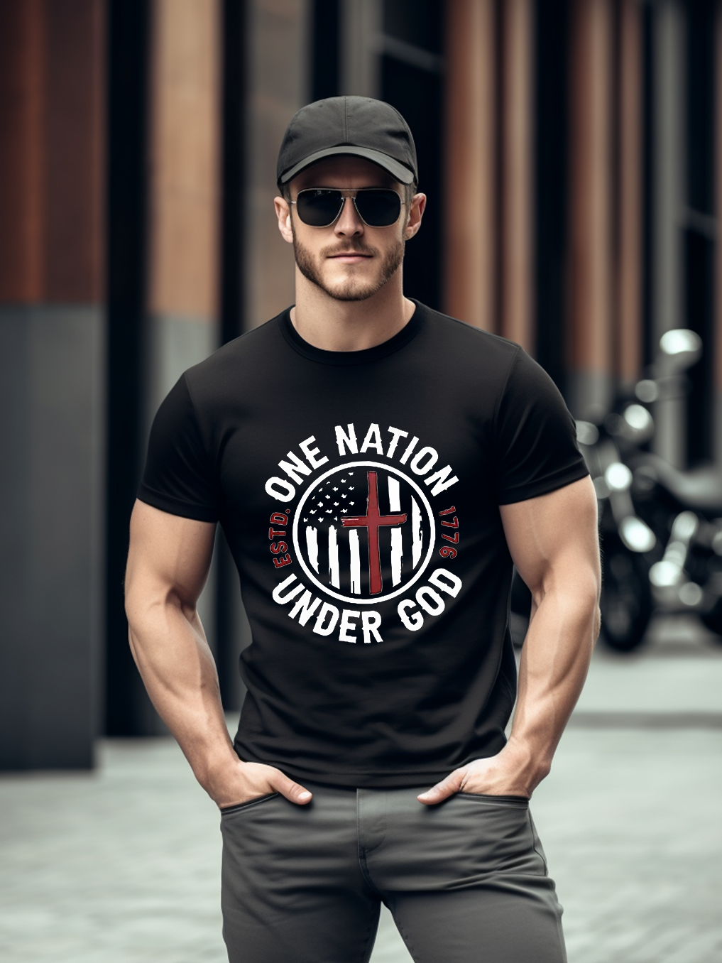 One Nation Under God ESTD 1776 Tee-Faith Design