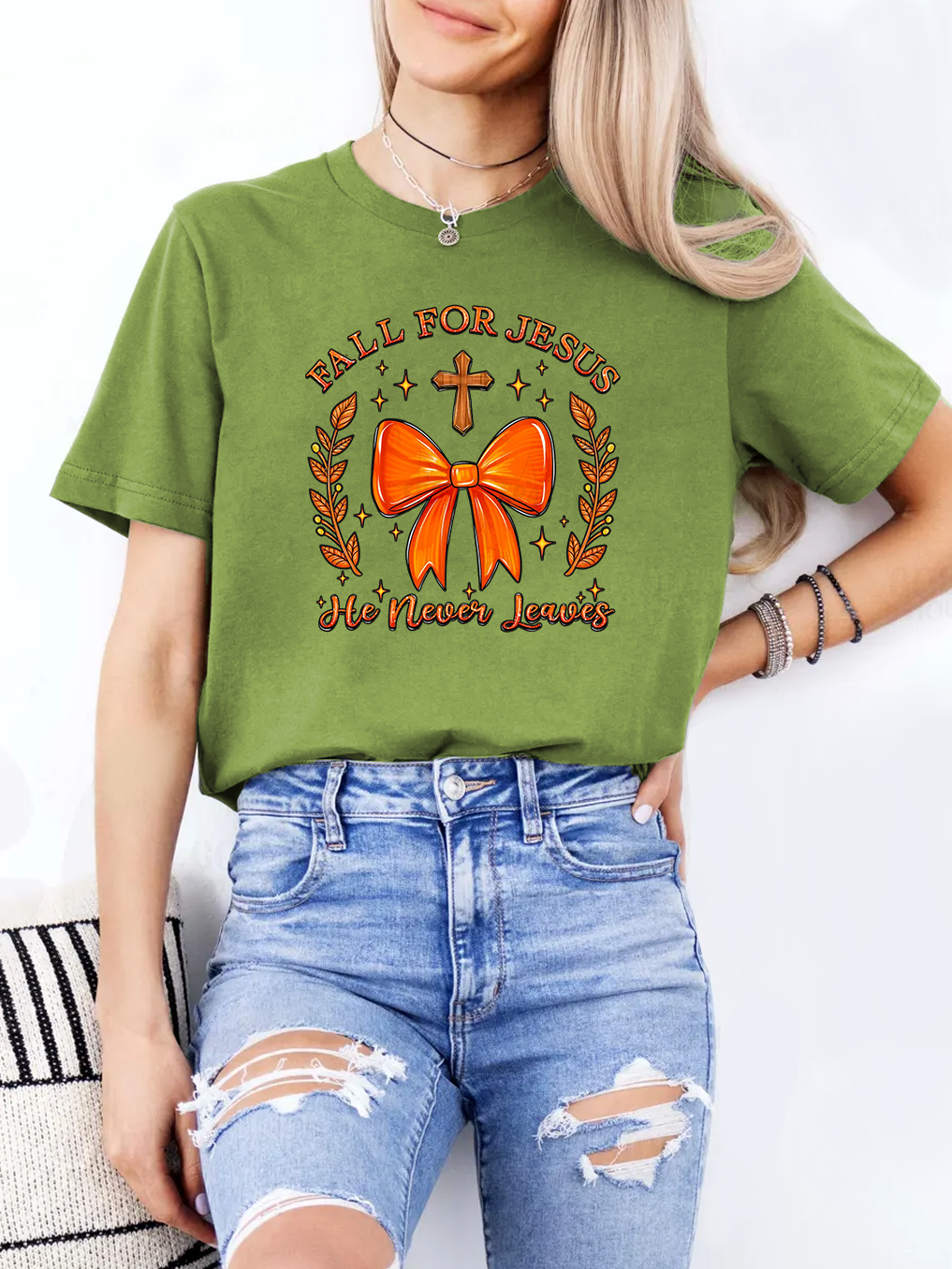 Jesus Never Leaves Women T-shirt