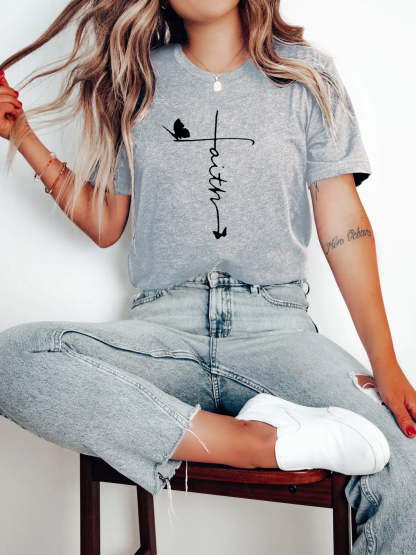 The Flower Of Faith Blooms And The Butterflies Come Naturally Women Tee