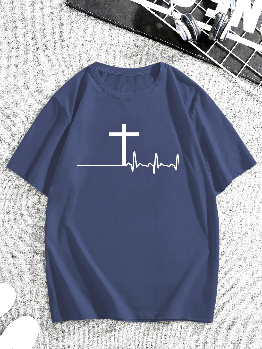 Trendy Heartbeat Polka Dot Cross Tee