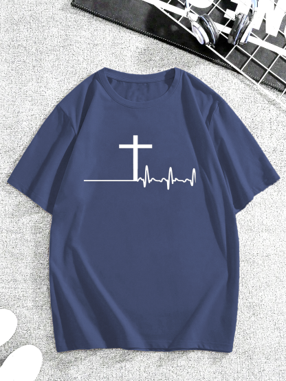 Trendy Heartbeat Polka Dot Cross Tee