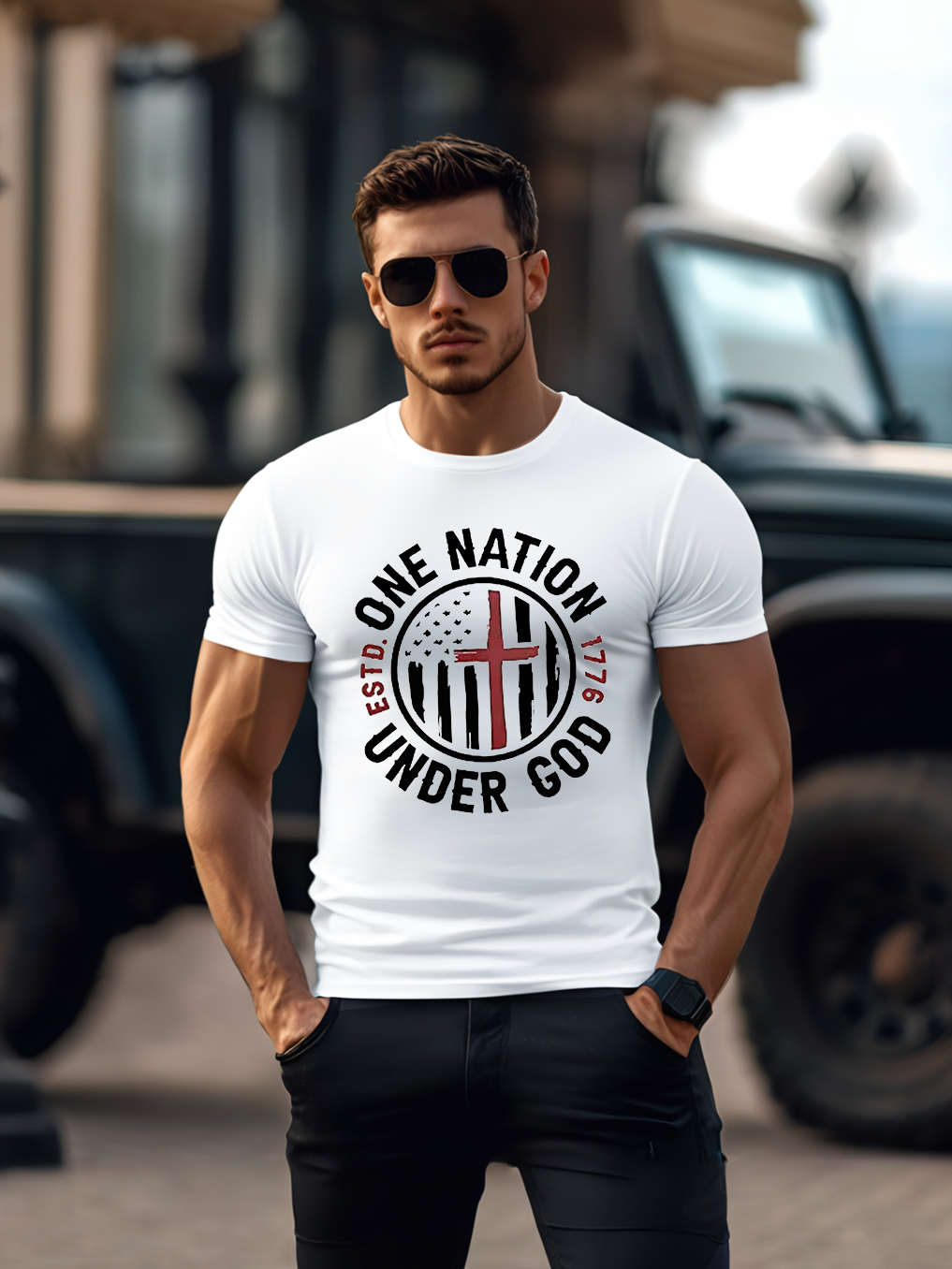 One Nation Under God ESTD 1776 Tee