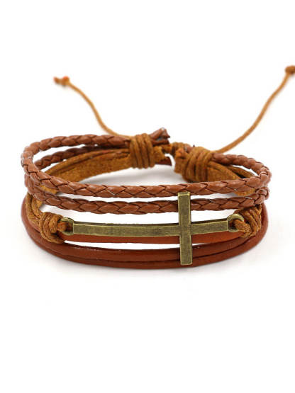 Cross Leather Bracelet