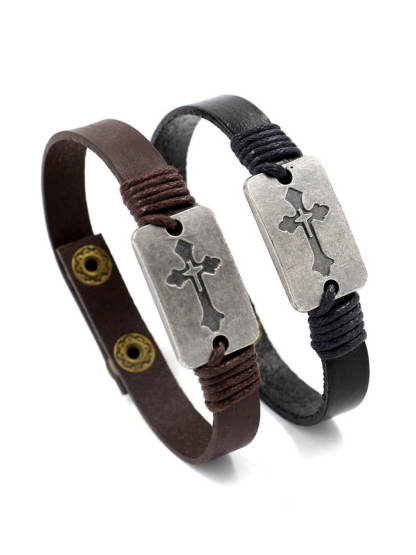 Cross Leather Bracelet