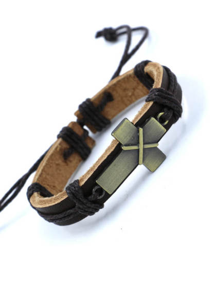 Cross Leather Bracelet