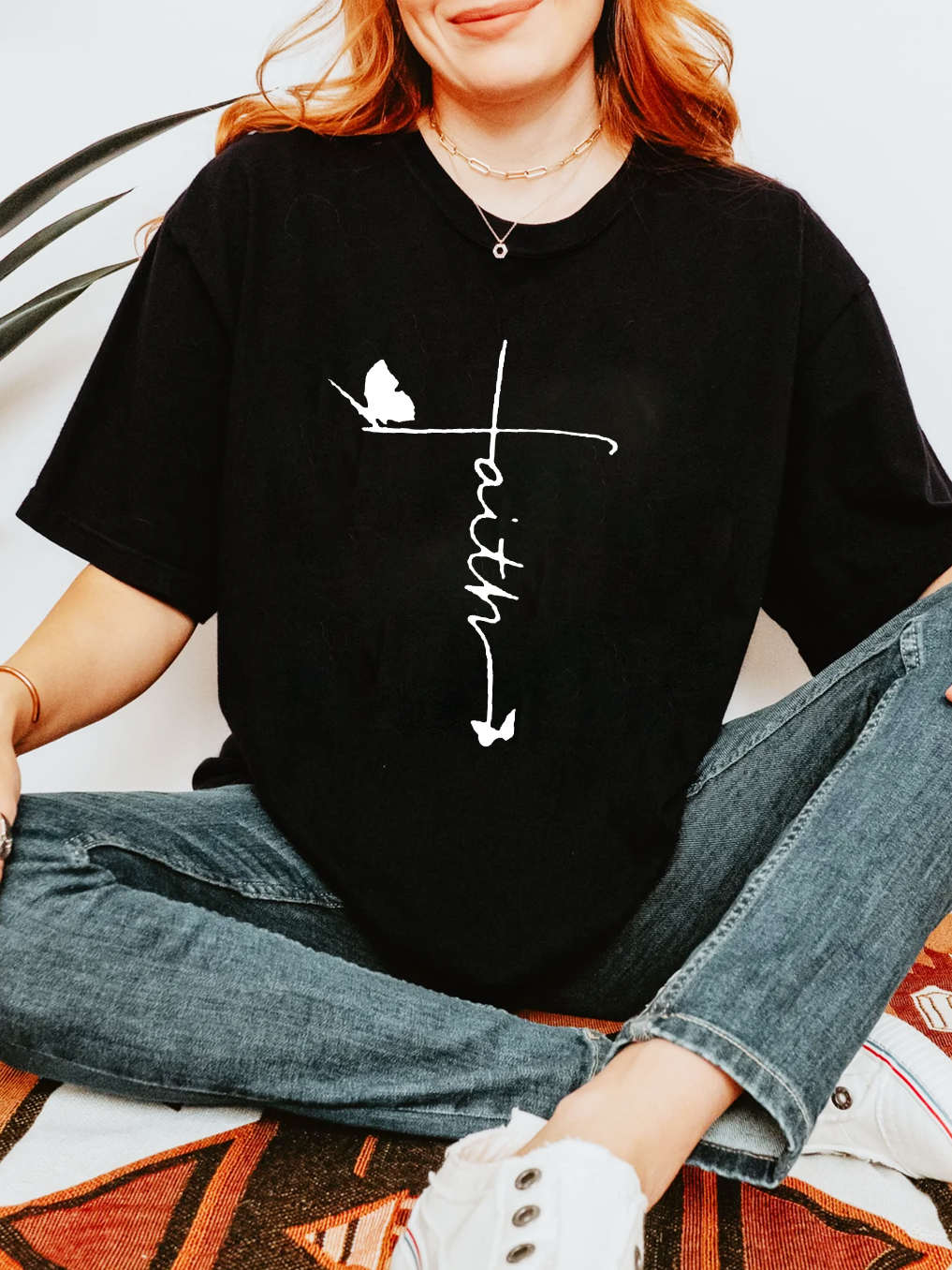 The Flower Of Faith Blooms And The Butterflies Come Naturally Women Tee