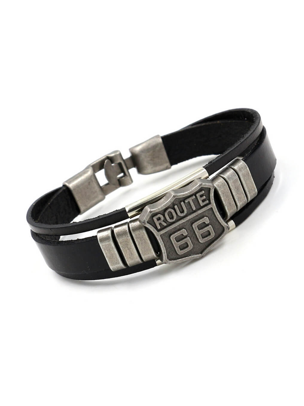 U.S. Route 66 Leather Bracelet