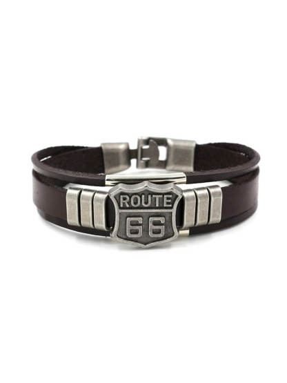 U.S. Route 66 Leather Bracelet