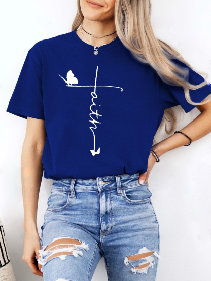 The Flower Of Faith Blooms And The Butterflies Come Naturally Women Tee