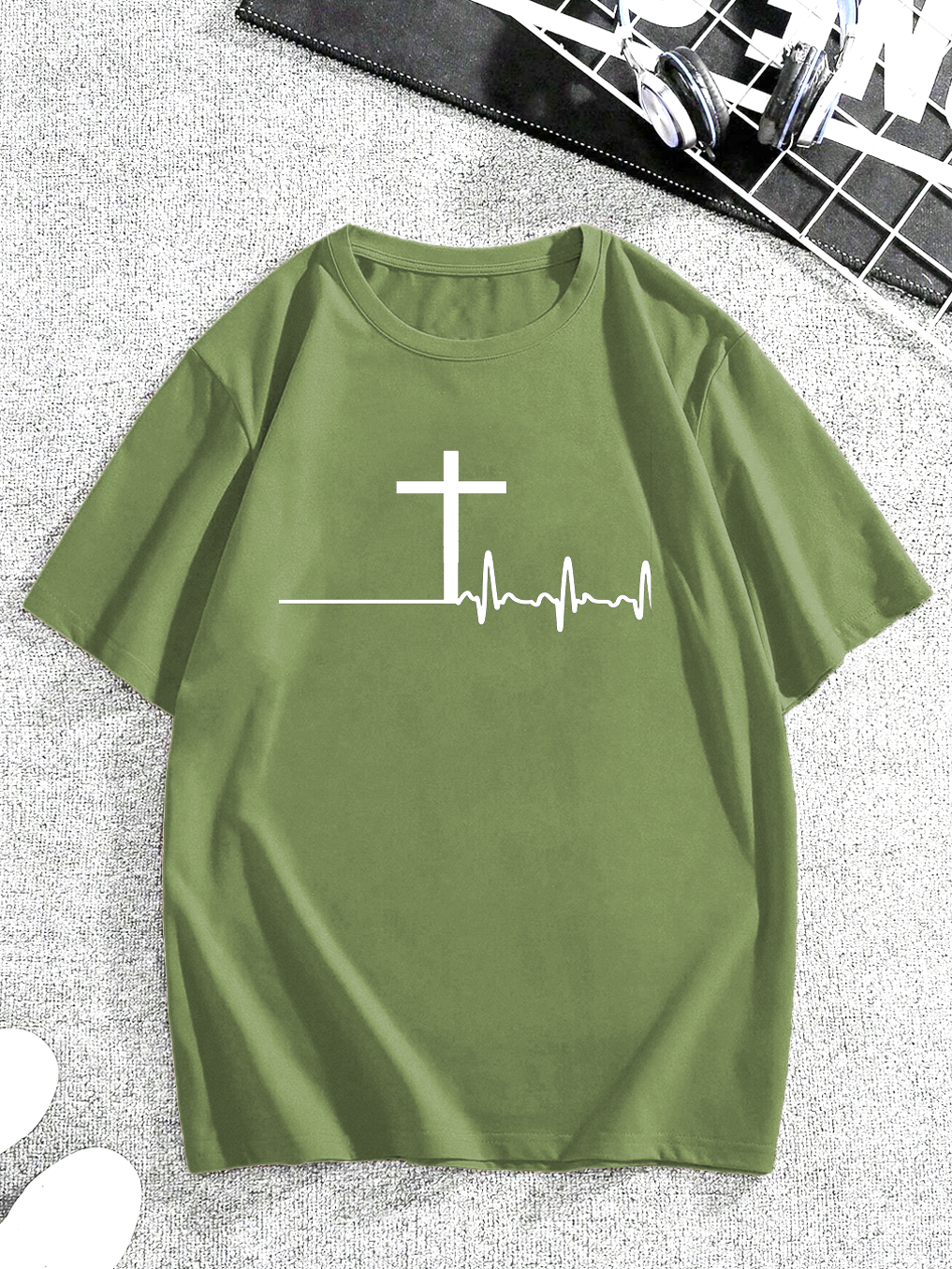 Trendy Heartbeat Polka Dot Cross Tee