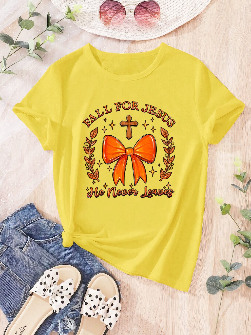 Jesus Never Leaves Women T-shirt