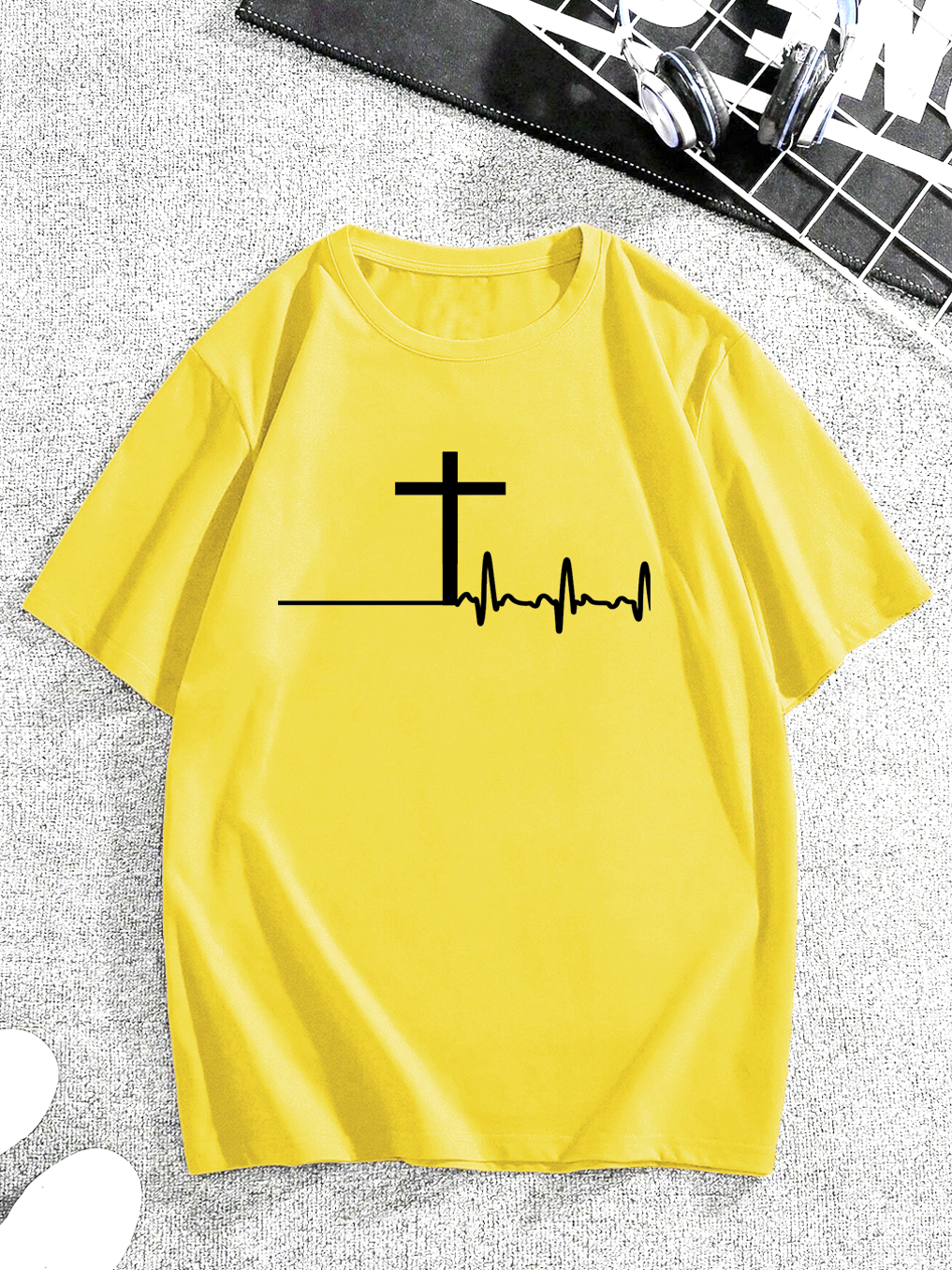 Trendy Heartbeat Polka Dot Cross Tee