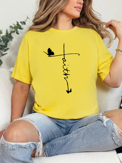 The Flower Of Faith Blooms And The Butterflies Come Naturally Women Tee