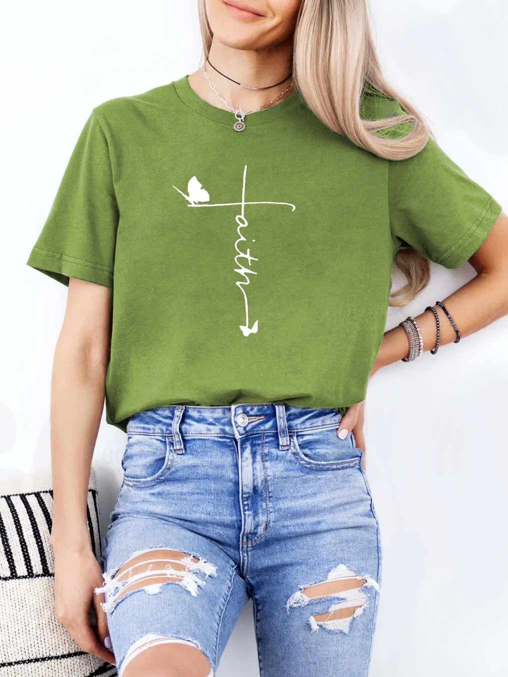 The Flower Of Faith Blooms And The Butterflies Come Naturally Women Tee