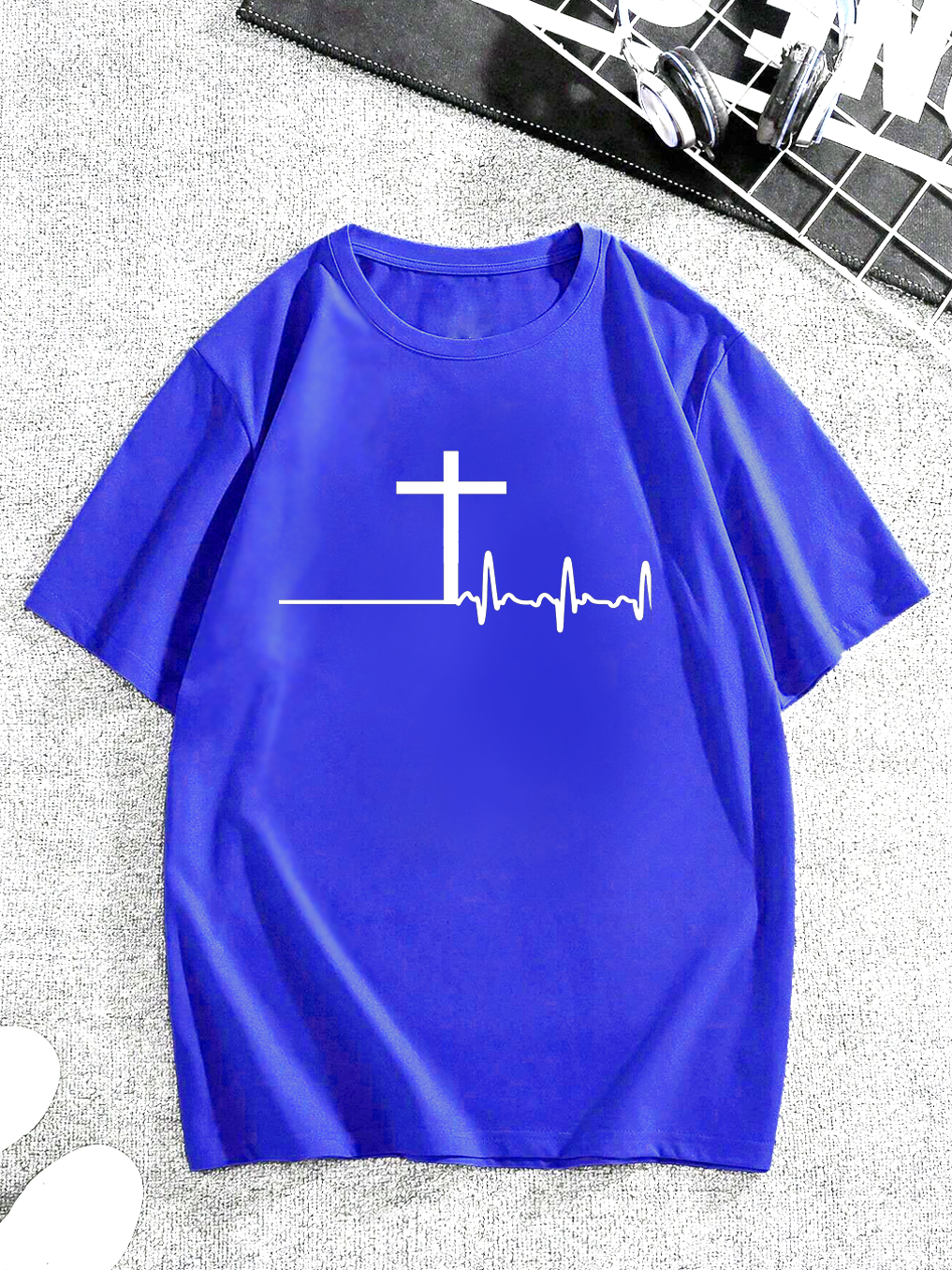 Trendy Heartbeat Polka Dot Cross Tee