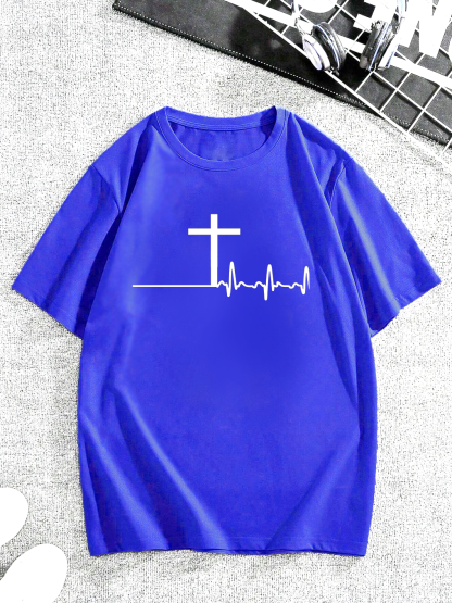 Trendy Heartbeat Polka Dot Cross Tee
