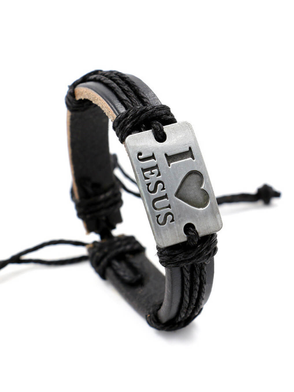 I Love Jesus Leather Bracelet