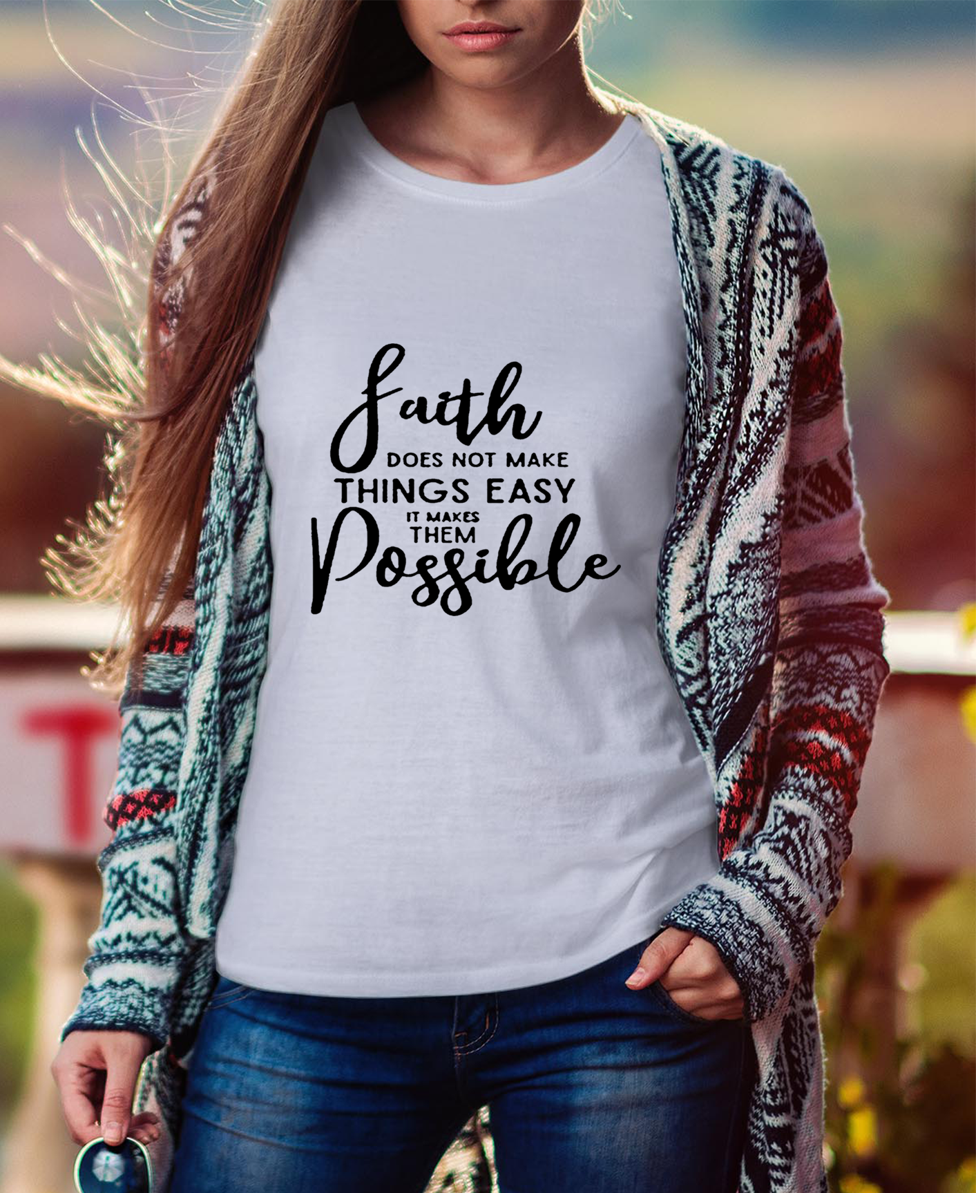 Faith Does Not Make Things Easy Women Tee