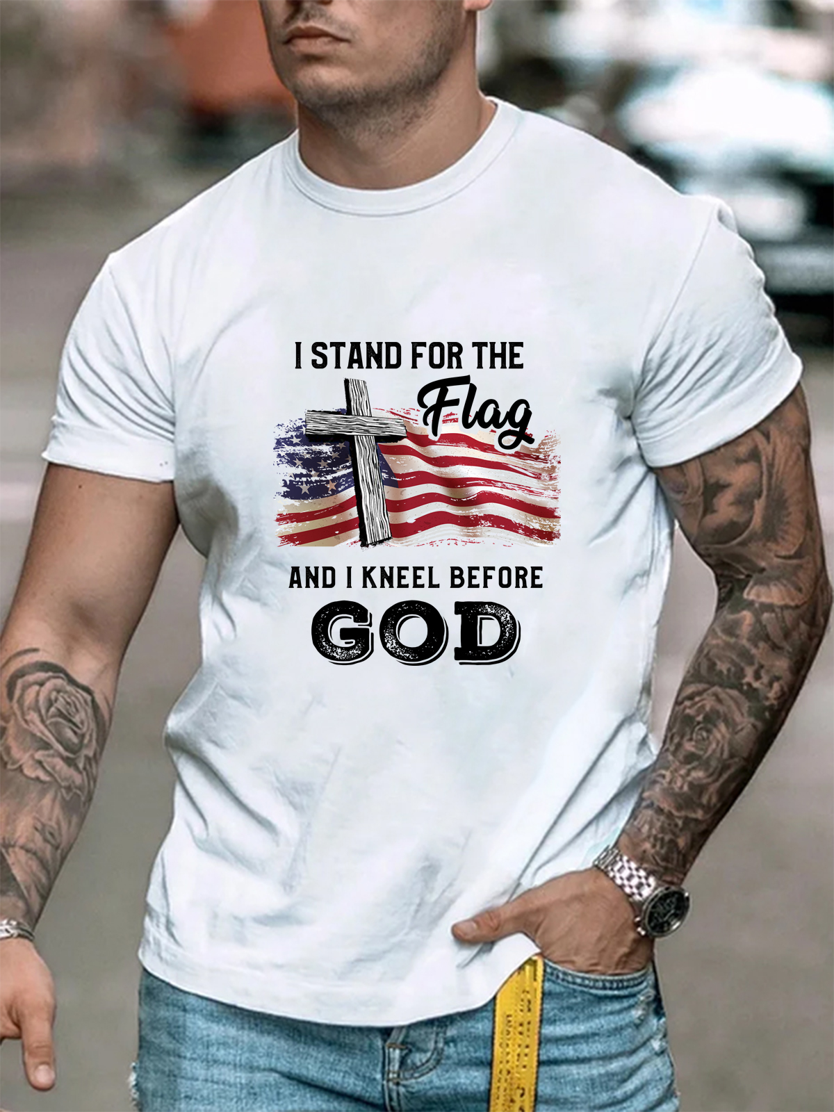 I Stand For The Flag And I Kneel Before God Tee