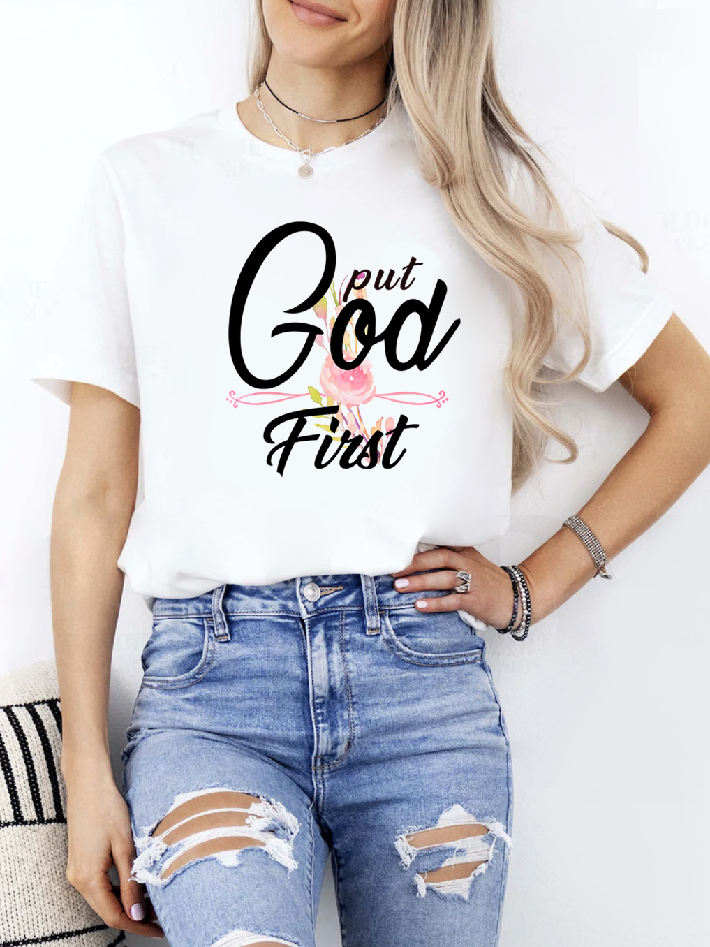 Put God First Women Tee-Faith Design