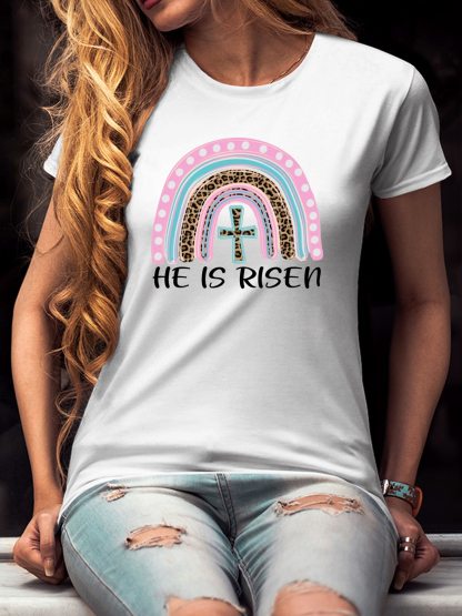 He Is Risen Rainbow And Cross Women Tee
