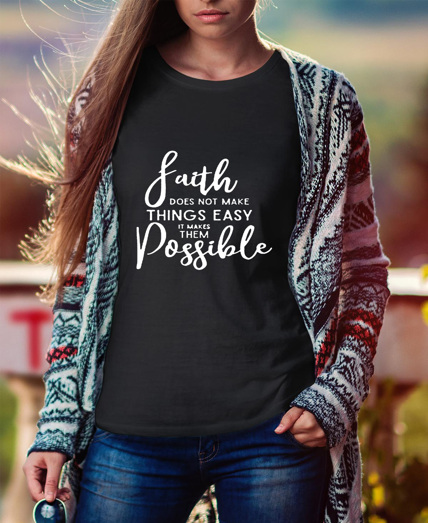 Faith Does Not Make Things Easy Women Tee