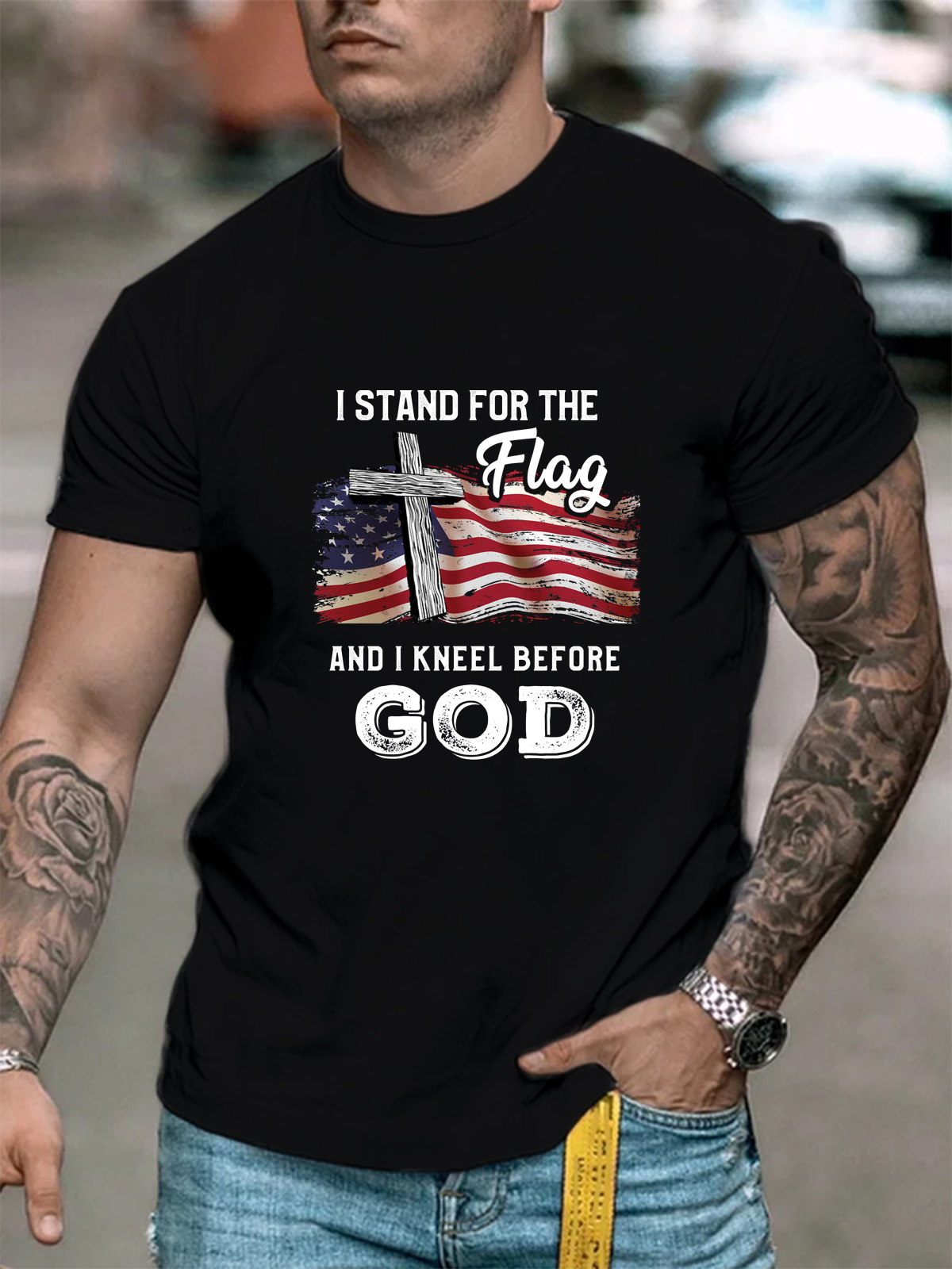 I Stand For The Flag And I Kneel Before God Tee
