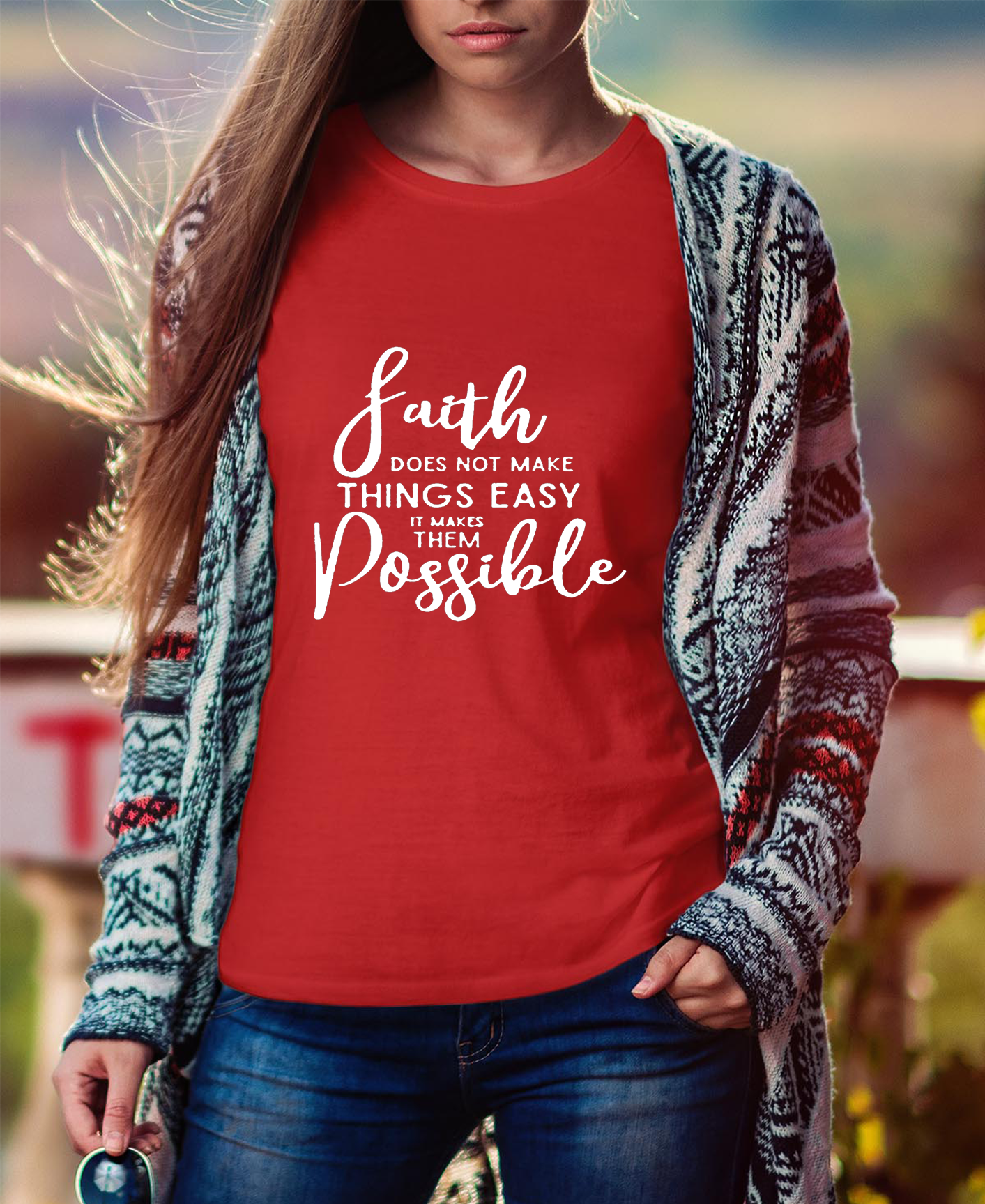 Faith Does Not Make Things Easy Women Tee