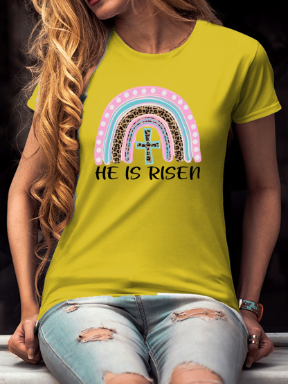 He Is Risen Rainbow And Cross Women Tee
