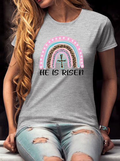 He Is Risen Rainbow And Cross Women Tee