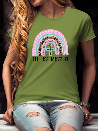 He Is Risen Rainbow And Cross Women Tee