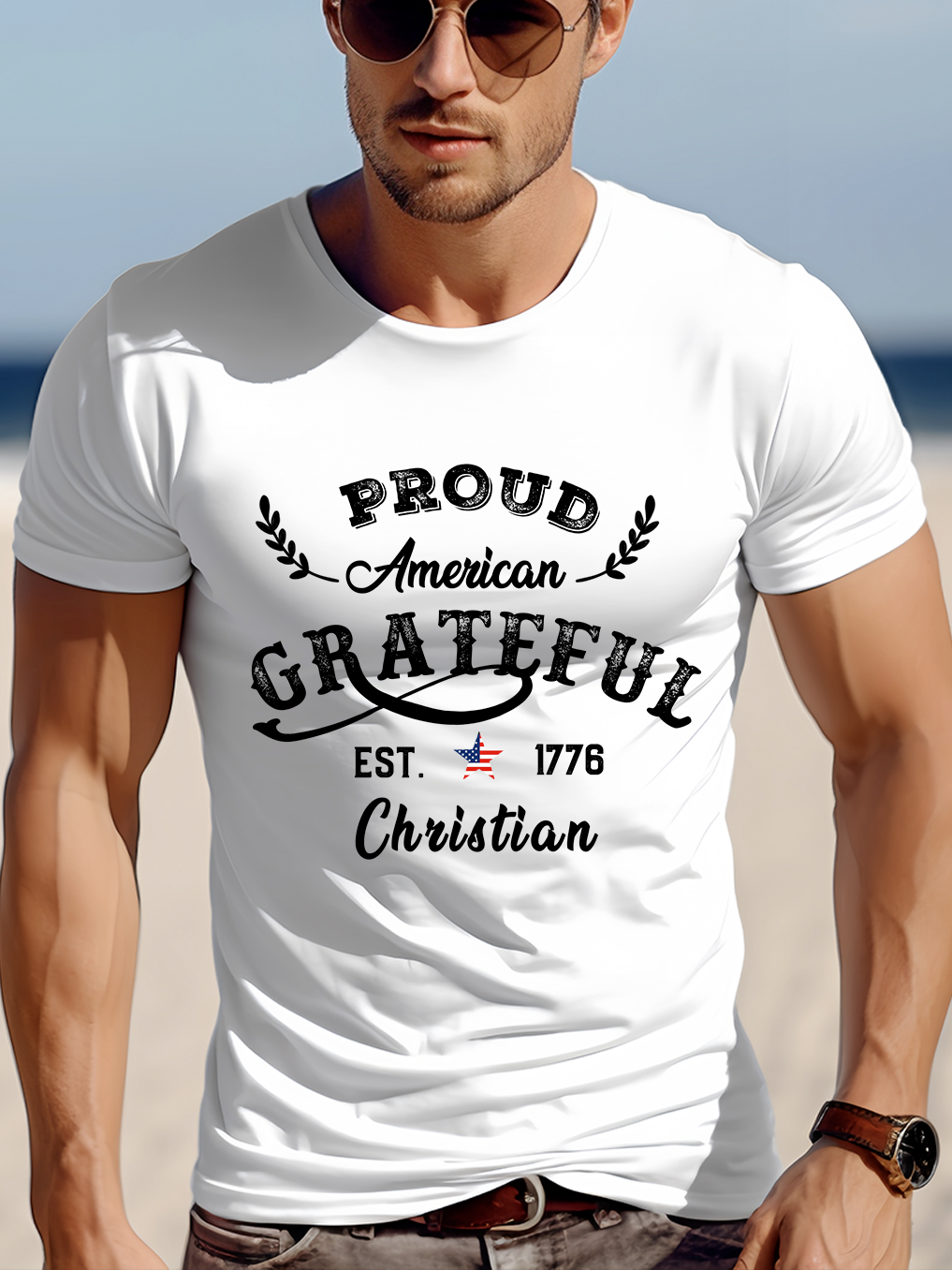 Proud American Grateful Christian Tee