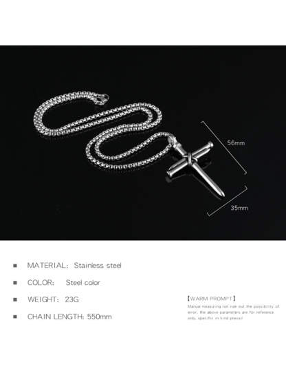 Mens Simple Cross Nail Necklace Pendant