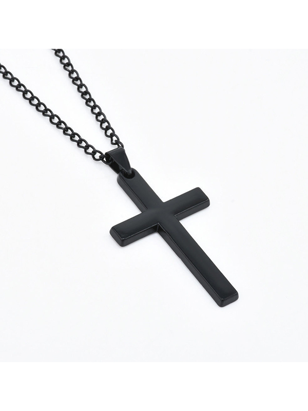 Classic Vintage Stainless Steel Cross Pendant Necklace