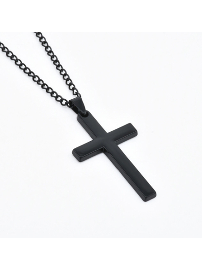 Classic Vintage Stainless Steel Cross Pendant Necklace