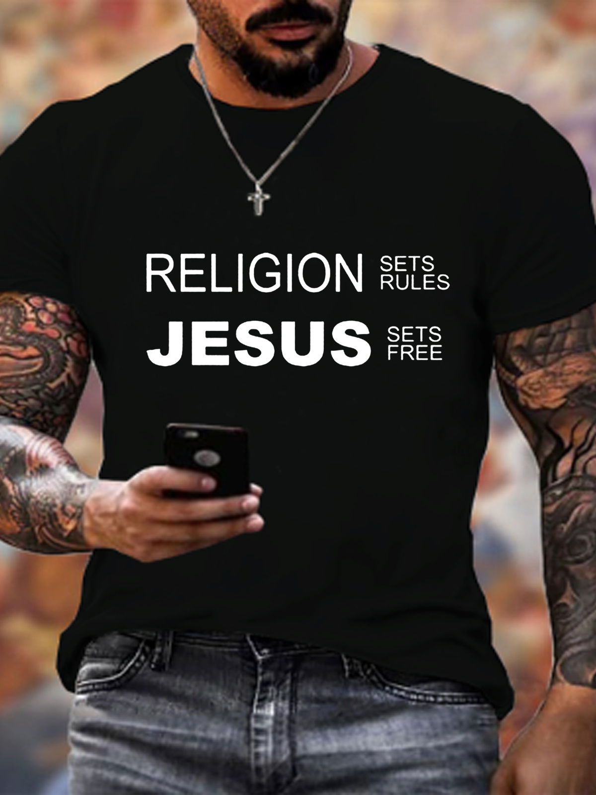 Jesus Sets Free Religion Sets Rules Tee-Faith Design