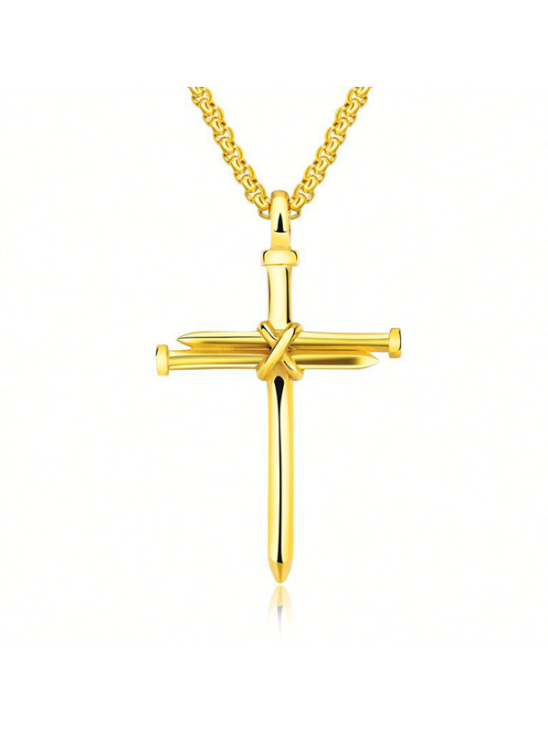 Mens Simple Cross Nail Necklace Pendant