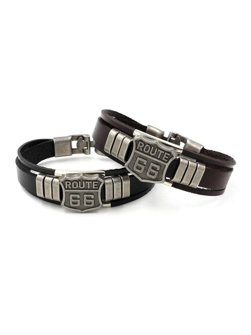 U.S. Route 66 Leather Bracelet