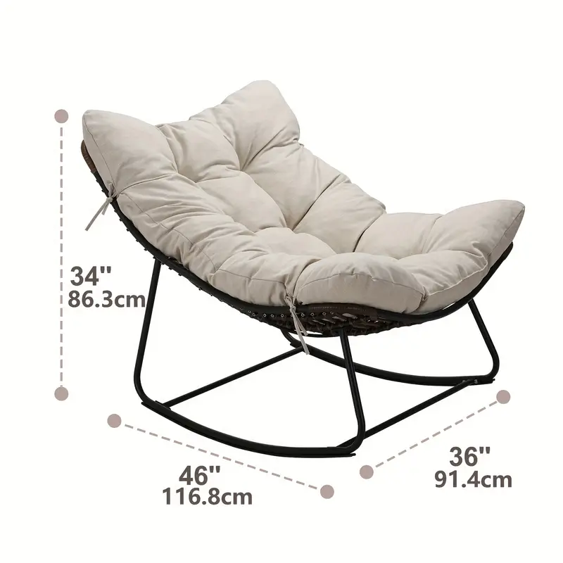royal rocking chair outdoor rocking papasan chair with padded light grey recliner chair oversized metal rattan egg chair for patio porch living room details 3
